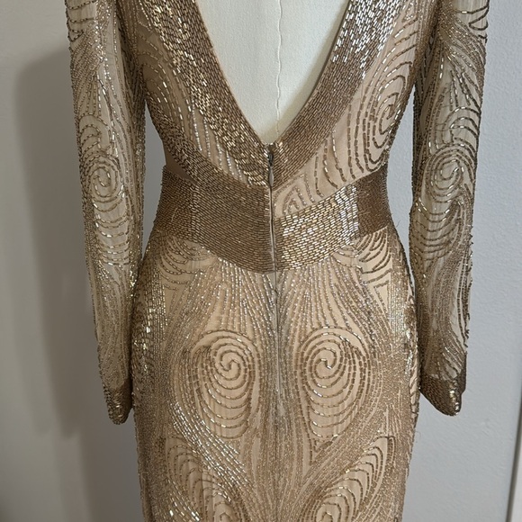 VINTAGE Peak Evenings 100% Silk Hand Beaded Gown Dress size 6 4 Champagne - Picture 16 of 16